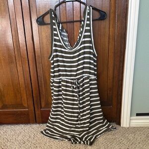 Gilli Olive and White Striped Maternity Romper